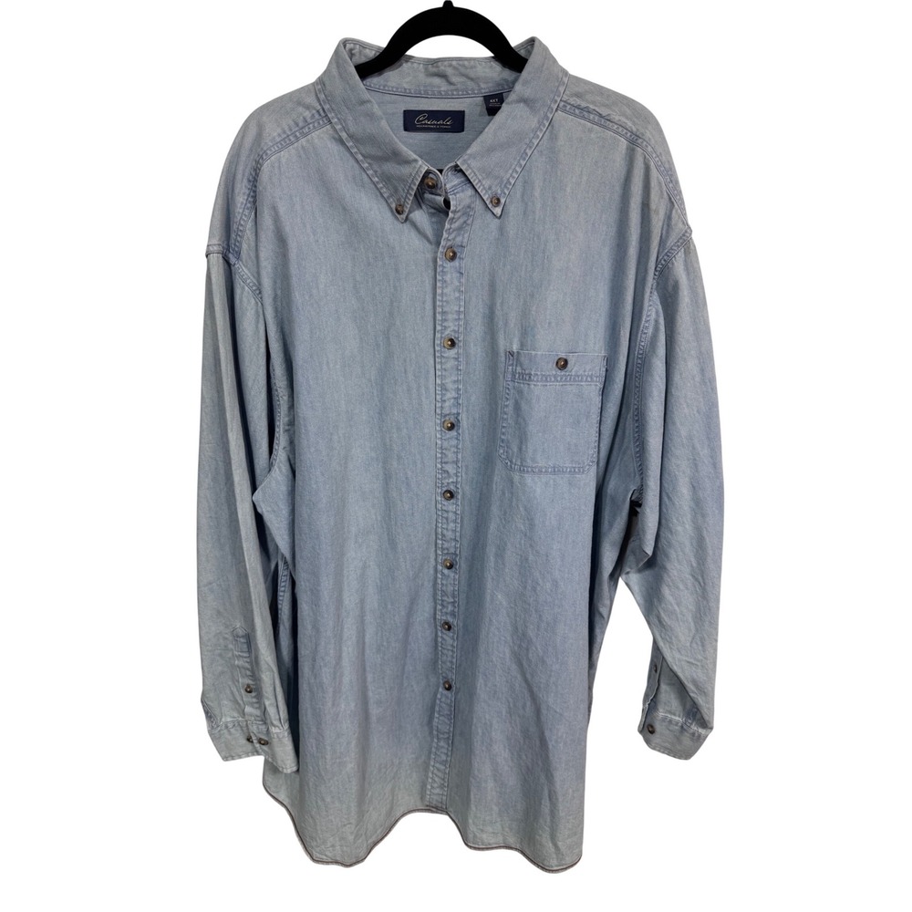 Roundtree & Yorke 4XT Cotton Chambray Blue Button Down Casual Denim Shirt